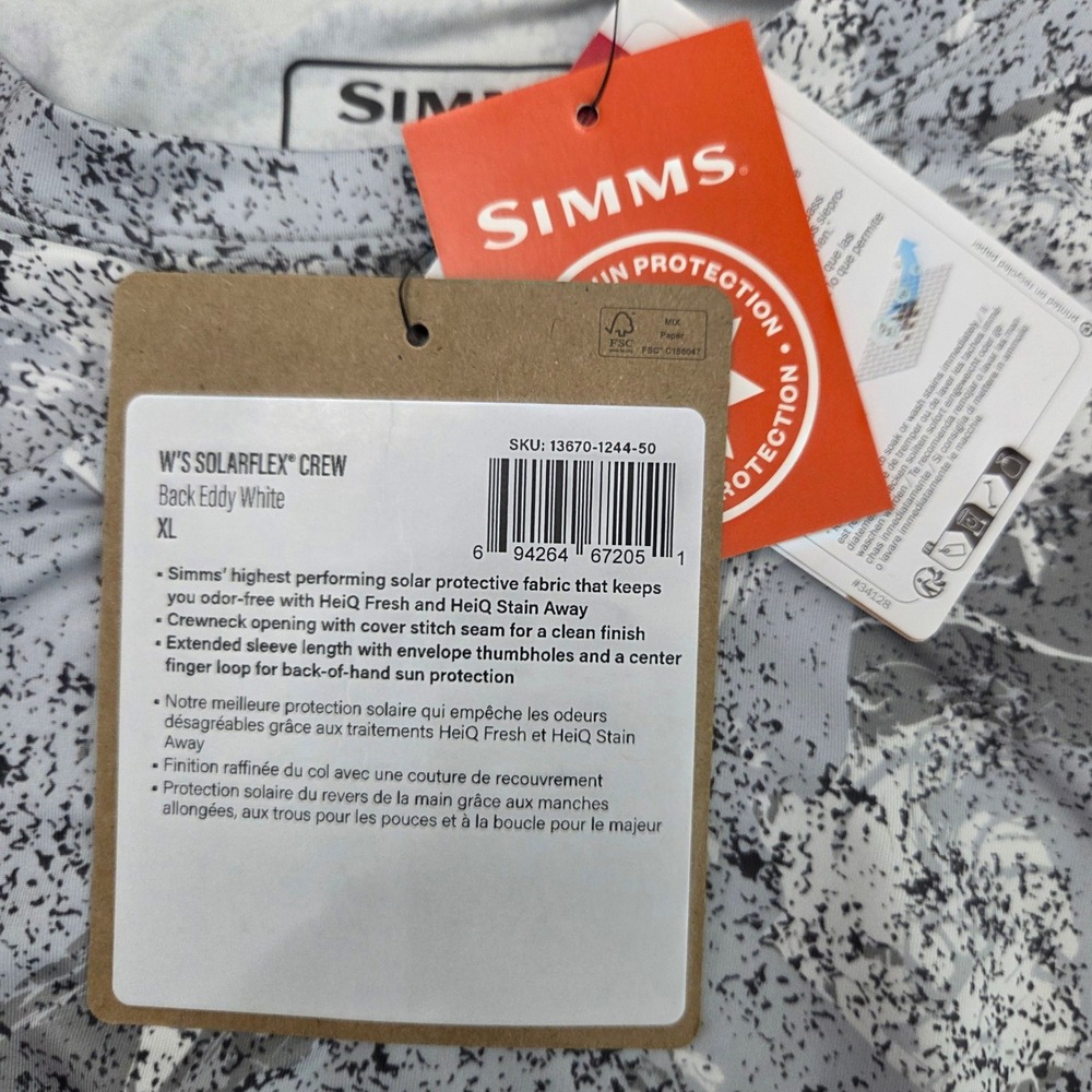 NWT Simms SolarFlex Crew Sun Protection Shirt Thumbholes Fishing Womens XL - Picture 10 of 12